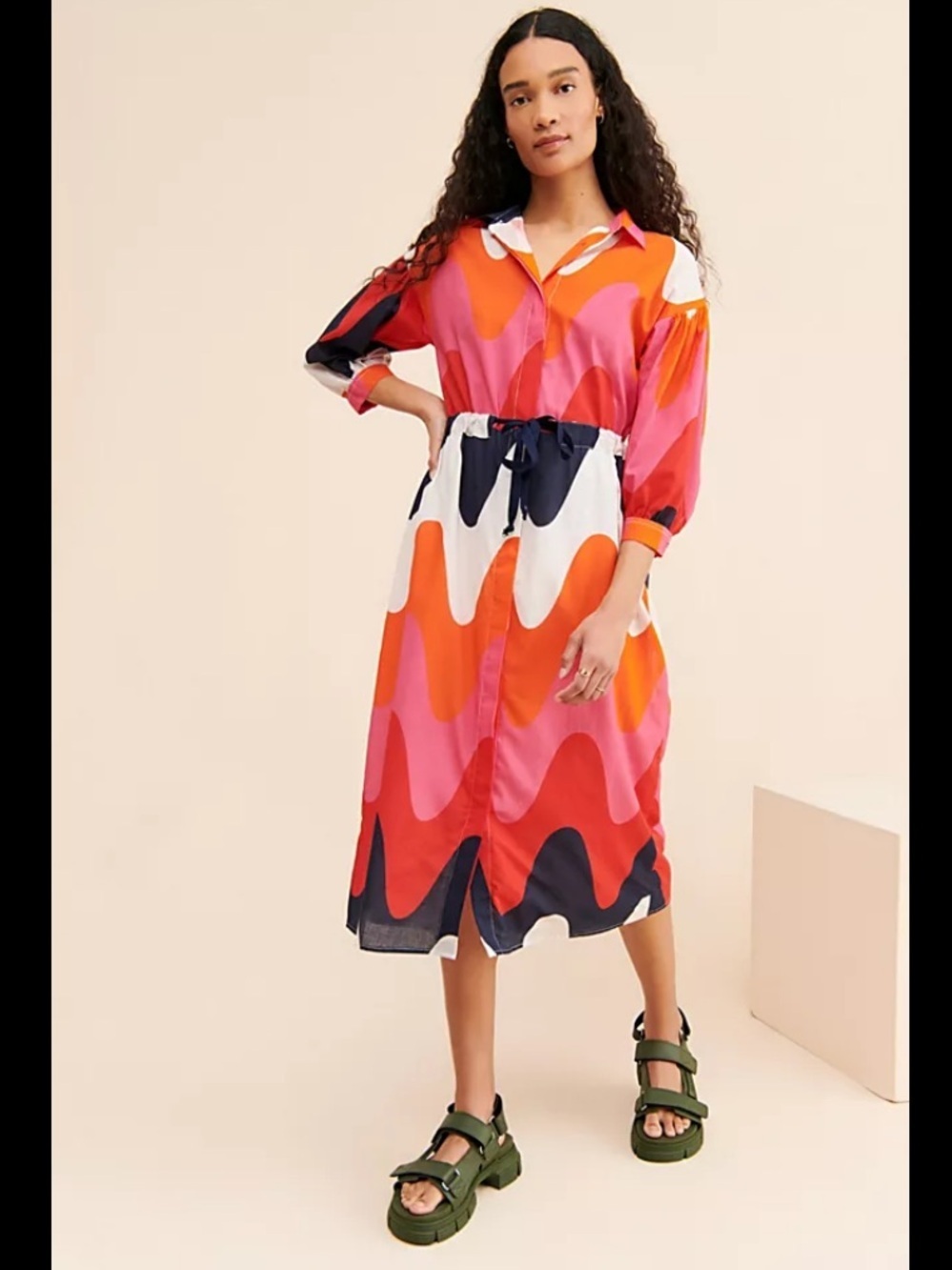 Vilagallo Lipa Midi Dress colorful red spring casual resort Italy $298 boho